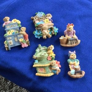 Bear Refrigerator Magnets, Turtle King, 5 total